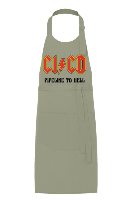 Apron with prints CI/CD pipeline to hell. Cicd, cicd pipeline, development, devops, engineer, pipeline, programming, software. 2070702