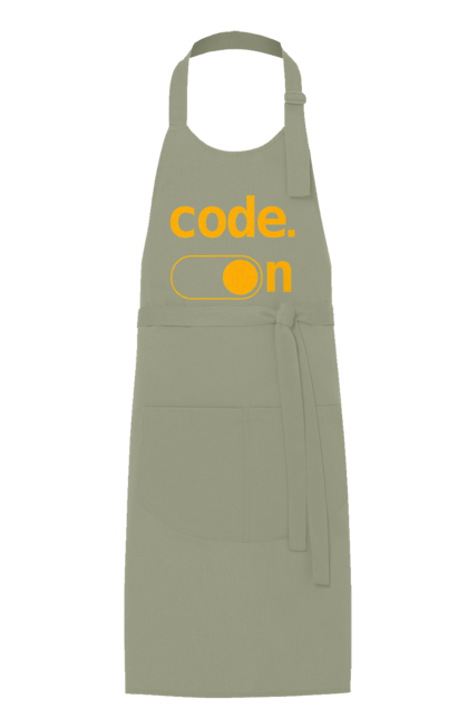 Фартух з принтом "Код увімкнено". Айті, айтішник, для айтішника, для програміста, код увімкнено, подарунок айтішнику, подарунок програмісту, програміст, розробник. 2070702