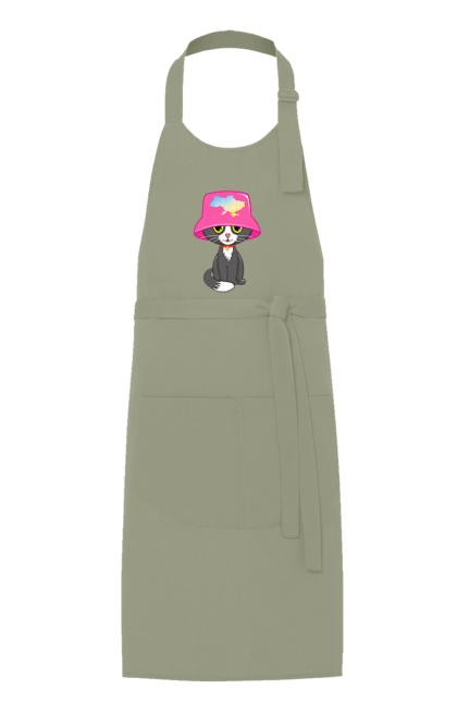 Фартук с принтом Котик с картой украины. Галош, евровидение, кит, котик, музыка, панама галоша, символ украины, украина. 2070702