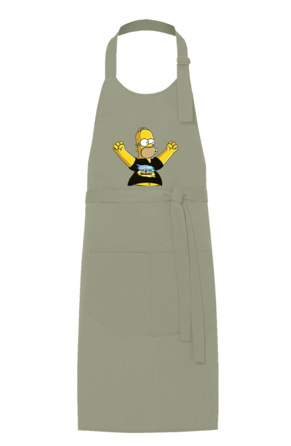 Apron with prints Simpson and the Russian ship. Homer, homer simpson, patriot, russian ship, ship brand, simpson, ukraine, victory, war. 2070702