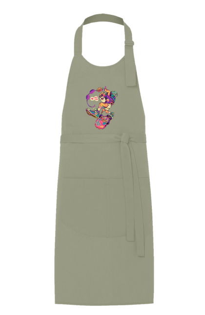 Фартух з принтом "Дід на хвилі". Будь молодим, вогонь, ганяй, грай, дід та скейт, драйв, крутий дід, молодість у душі, спорт, старість. 2070702