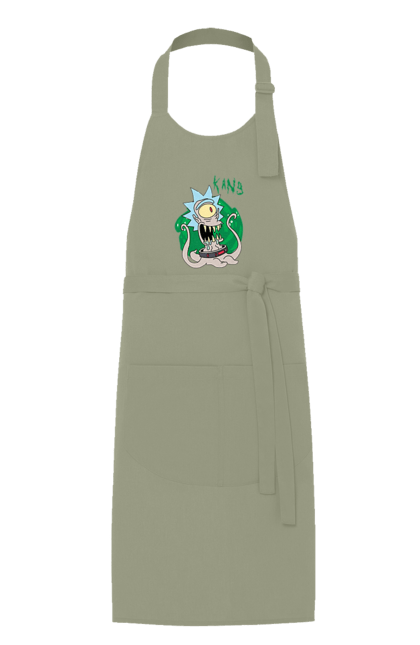 Apron with prints Rick and Morty. Adventures, black humor, cartoon, rick, rick and morty, sci-fi, tragicomedy. 2070702