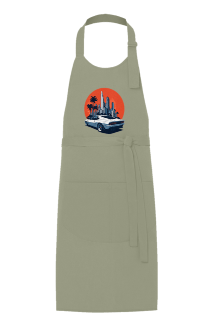 Фартух з принтом "Авто". Гонка, захід сонця, спортивний автомобіль, швидкість. 2070702