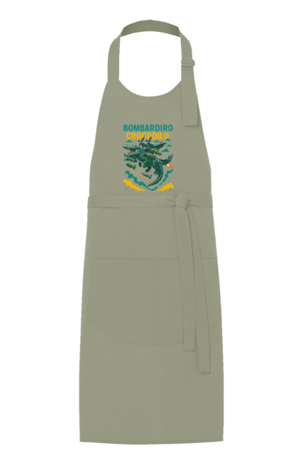 Фартух з принтом "Bombardino Crocodilo". Bombardino, bombardino crocodilo, crocodilo, бомбардіно крокоділо, крокодил, крокодил літак, крокодил мем, мем, мем бомбардине крокодило. 2070702