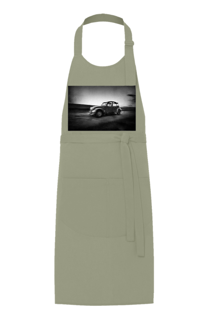 Фартух з принтом "Ретро машина чб". Авто, ретро, ретро машина, чорно біла машина. 2070702