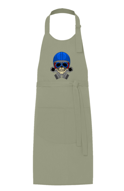 Фартух з принтом "череп мотолюбитель". Байкер, окуляри, череп, шолом. 2070702