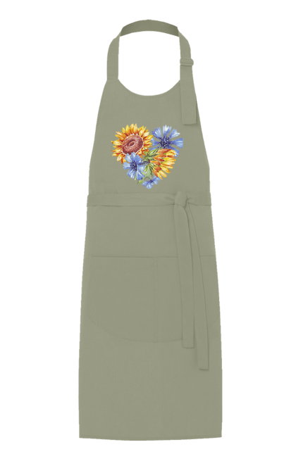 Фартук с принтом Сердце подсолнухов и фиалок. Люблю украину, любовь, подсолнечник, сердце, украина, фиалки, цветы. 2070702
