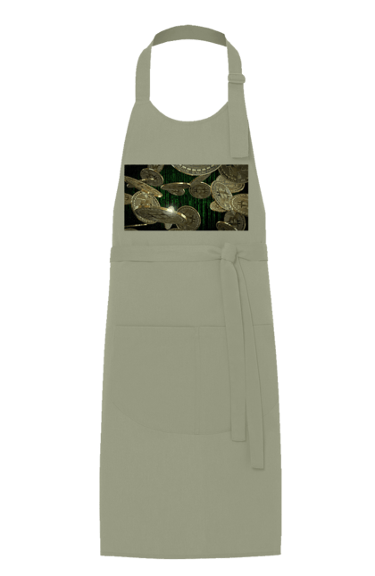 Фартук с принтом Биткойн. Биткойн, богатство, валюта, деньги, криптовалюта, курс, майнинг, матрица, монета, роскошь, цифровой мир. 2070702