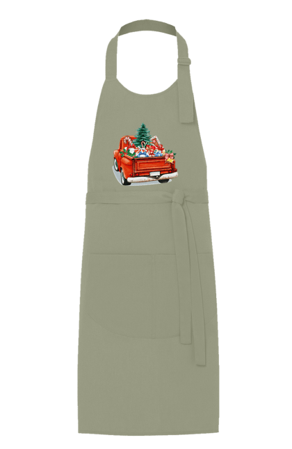 Фартух з принтом "Авто з подарунками". Автомобіль, новий рік, подарунки, різдво, санта, ялинка. 2070702