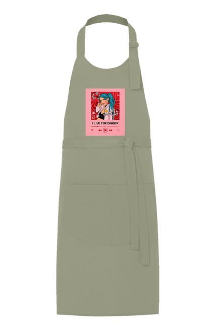 Фартук с принтом I Live For Danger. Аниме, музыка, пистолет, проигрыватель. 2070702