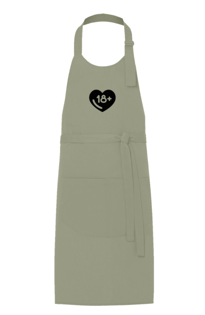 Apron with prints 18+. 18+, black, heart, prohibition, sex. 2070702