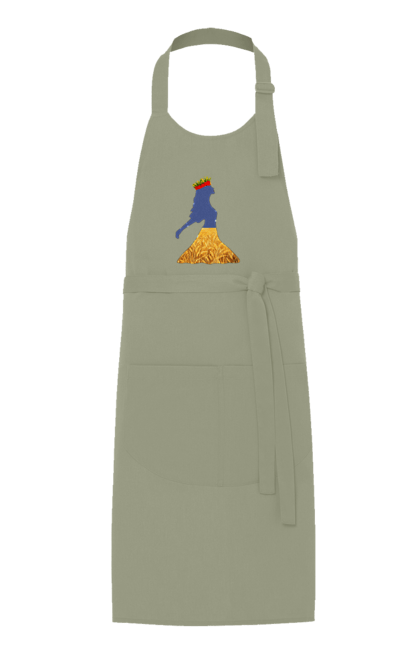 Apron with prints Ukraine. Girl, national colors, poppies, sky, wheat field, wreath, yellow blue. 2070702