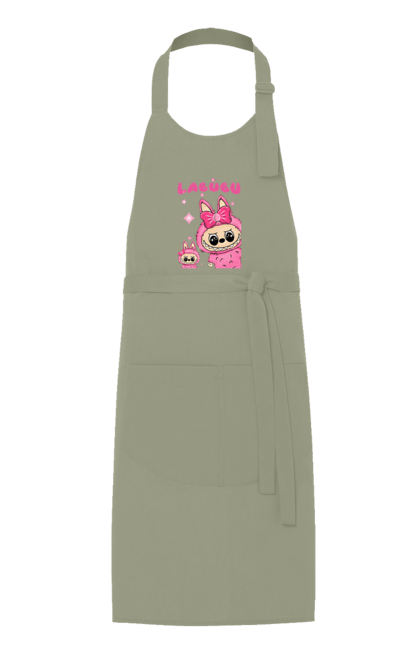 Фартух з принтом "Лабубу". Іграшка лабубу, лабубу, лабубу кока кола, мерч лабубу, мила, рожева лабубу, смішна лабубу. 2070702