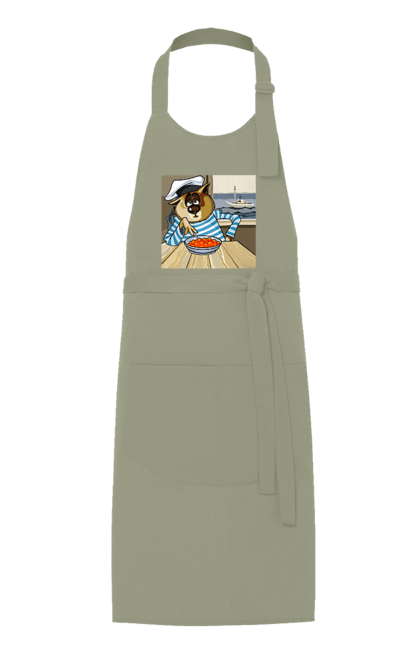 Фартух з принтом "Кот Моряк, На Кораблі Їсть Червону Ікру". Ікра, кіт, корабель, моряк. 2070702