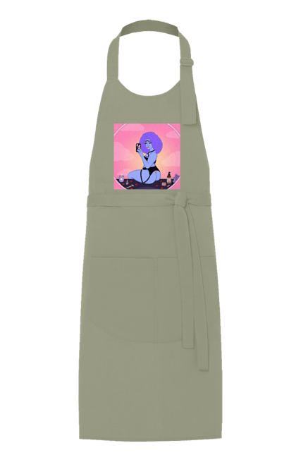 Фартух з принтом "Фіолетова Дівчина Фото У Дзеркалі". Білизна, дзеркало, фото. 2070702