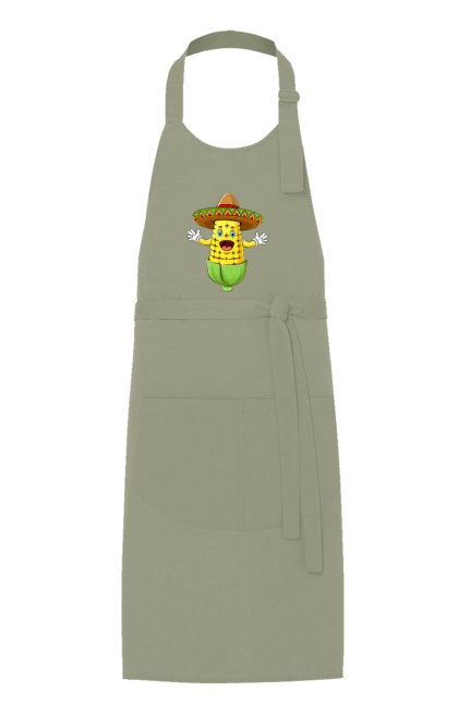 Фартук с принтом Кукуруза Сомбреро. Еда, кукуруза, сомбреро. 2070702