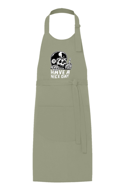 Фартух з принтом "Гарного дня". Байкерська, гарного дня, з черепом, тринадцять, фак, череп. 2070702
