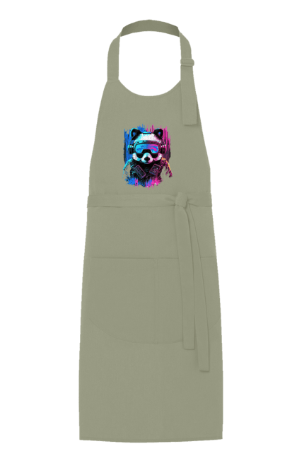 Фартух з принтом "Панда в VR шолом". Віртуальна реальність, гік, панда, персонаж, шолом. 2070702