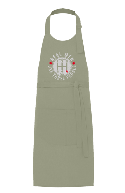 Фартух з принтом "Справжні чоловіки використовують три педалі". Авто гумор, автомобіль, гумор, для автолюбителів, для автомобіліста, коробка передач, мем, механіка, прикольна. 2070702