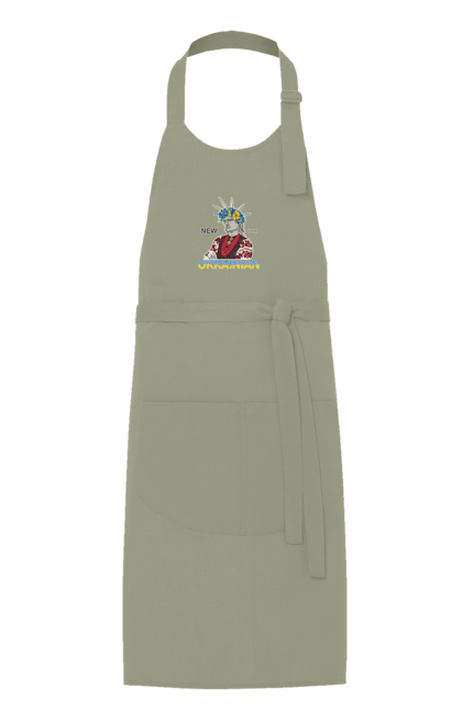 Apron with prints UA & NY. Embroidered shirt, new york, statue of liberty, ukraine, wreath. 2070702