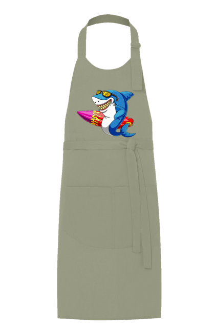 Фартук с принтом Акула В Очках С Серфингом. Акула, лето, очки, серфинг. 2070702