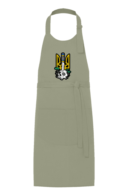 Apron with prints Arms of the Armed Forces of Ukraine. Coat of arms, flag, kill the russian, kill ze rush, patriotic, scull, vsu. 2070702