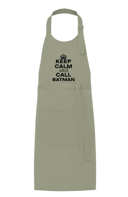 Фартух з принтом "Keep Calm and Call Batman чорна". Бетмен, з написами, зберігай спокій, меми, популярні, прикольні. 2070702