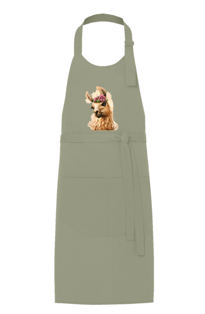 Фартук с принтом Лама Портрет. Животное, лама, портрет. 2070702