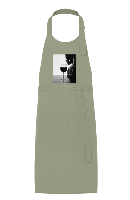 Apron with prints A glass of wine. Expectation, friday again, grace, woman`s body. 2070702