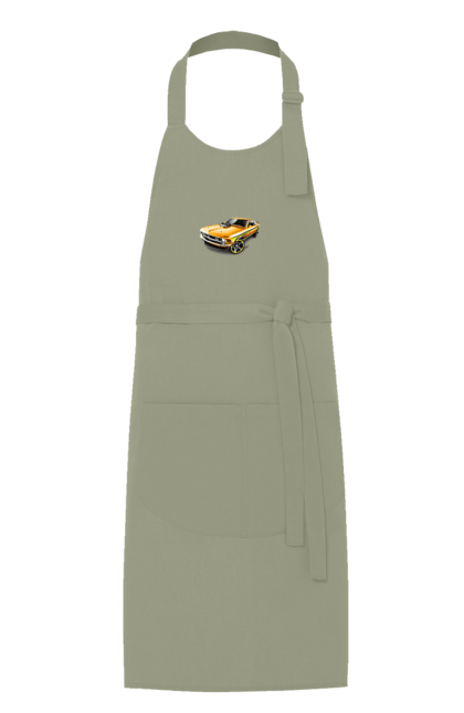 Фартух з принтом "Форд мустанг". Американська легенда, жовтий мустанг, культове авто, мустанг, потужне авто, форд мустанг, шелбі. 2070702