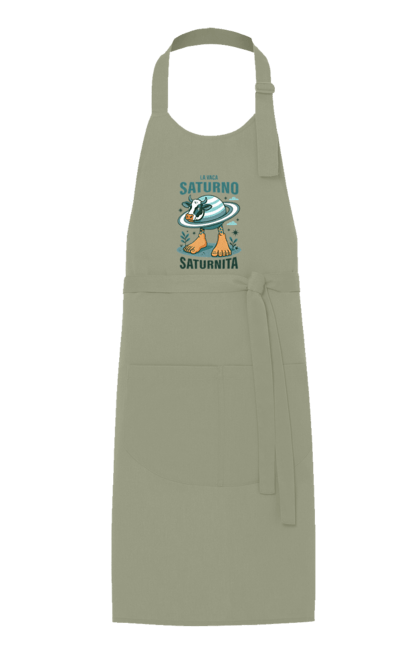 Фартух з принтом "Lavaca Saturno Saturnita". Брейнрот, італійська гнилизна мозку, італійський брейнрот, італійський мем, італійські меми, корова сатурн, ла вака, ла вака сатурно, лавака сатурно, сатурно сатурніто. 2070702
