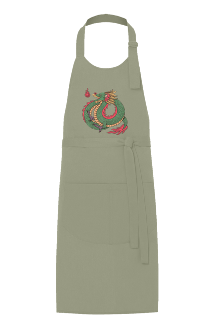 Apron with prints The Dragon. Animal, chinese dragon, dragon, green dragon, symbol. 2070702