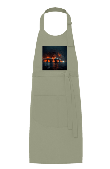 Фартух з принтом "Кримський мост горить". Армія росії, армія україни, годить, зсу, крим, мост, удар, удар зсу. 2070702