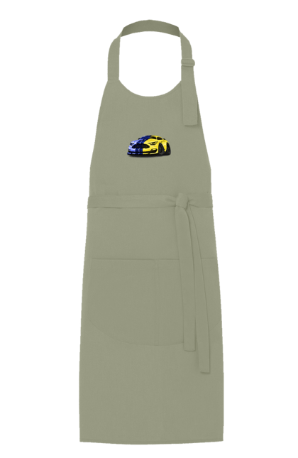 Фартух з принтом "Український мустанг". Жовто блакитне авто, кольори україни, машина, мустанг, суперкар, форд мустанг, шелбі. 2070702