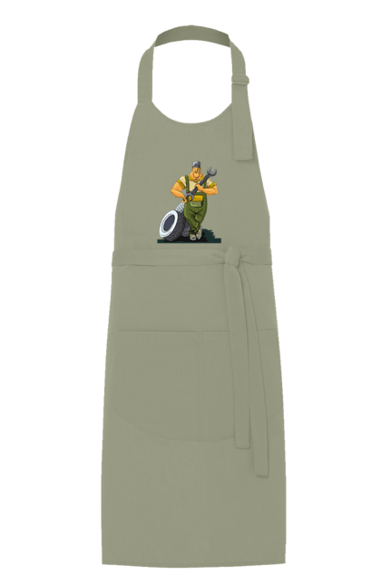 Фартух з принтом "Автомайстер". Гайковий ключ, колеса, професія. 2070702