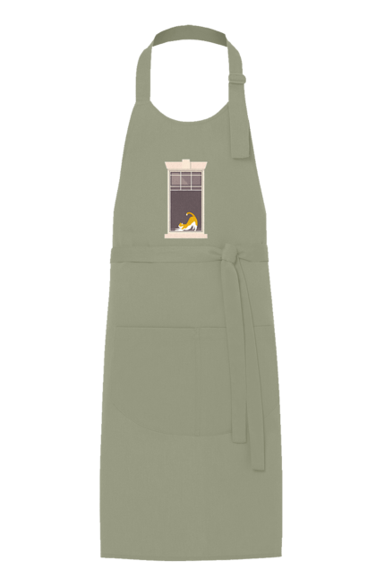 Фартух з принтом "Кіт В Вікні". Вікно, кіт, потягушки, рудий. 2070702