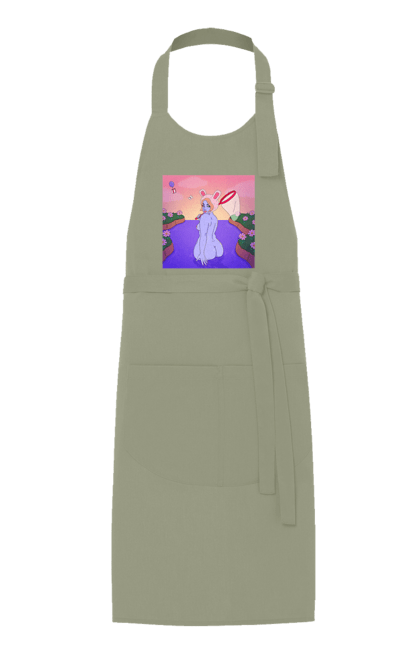 Фартух з принтом "Фіолетова Дівчина На Полюванні". Гола, дівчина, сачок. 2070702