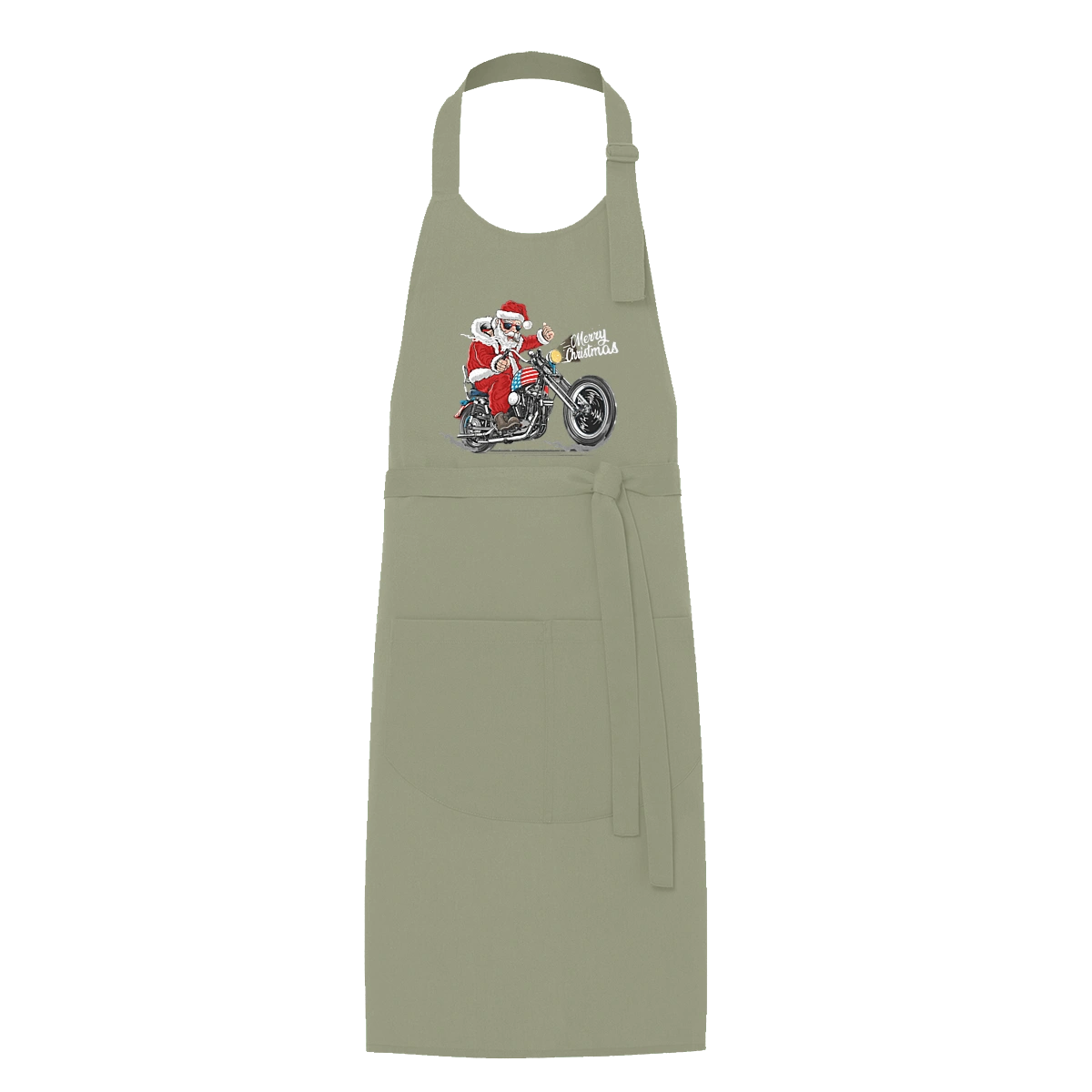 Санта в окулярах на мотоциклі