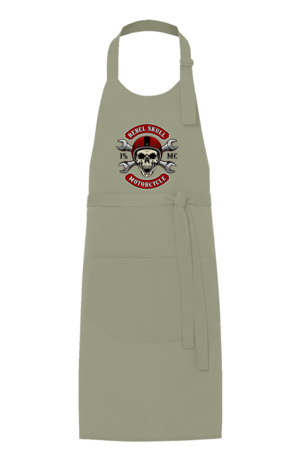 Фартух з принтом "череп мотолюбитель". Любитель, мотоцикл, череп, шолом. 2070702