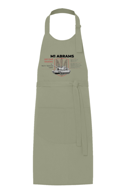 Фартух з принтом "M1 Abrams англійська". Abrams, m1 abrams, залужний, зброя, танк. 2070702