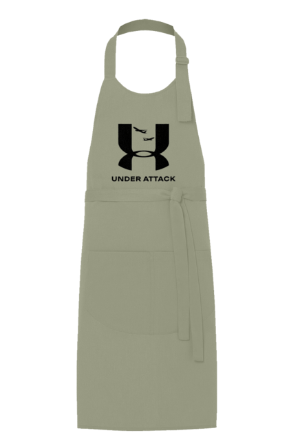 Фартух з принтом "Under Attack black". Андер армор, бренди, гумор, приколи, прикольні, ундер армор. 2070702