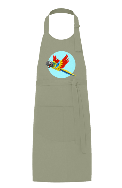 Фартук с принтом Попугай. Какаду, красочный попугай, летящий попугай, попугай, цветной попугай. 2070702