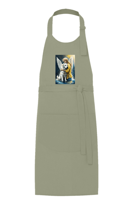 Фартук с принтом Девочка и собака ангел [память погибшим животным]. Девочка и собака, крым, новая каховка, память погибшим животным, собака ангел, украина, херсон. 2070702