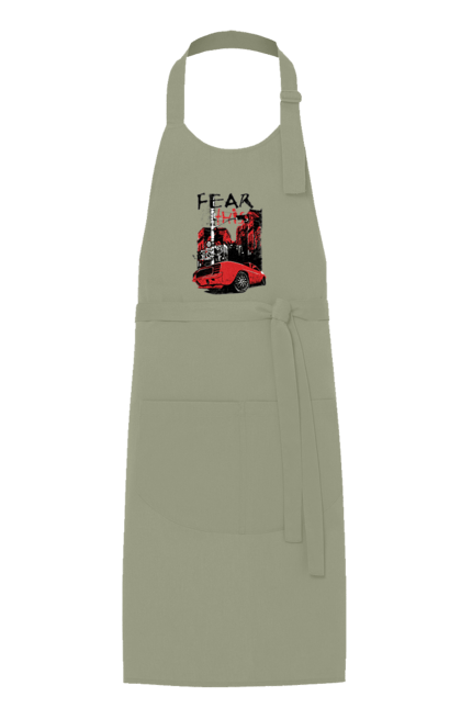 Фартух з принтом "Червона Машина В Місті". Їзда, машина, місто. 2070702