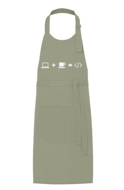 Фартух з принтом "Комп`ютер плюс кава дорівнює код". Айті, айтішник, для айтішника, для програміста, кава, подарунок айтішнику, подарунок програмісту, програміст, розробник. 2070702