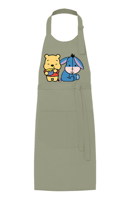 Apron with prints Winnie the Pooh and Eeyore. Cartoon, donkey, eared, eeyore, story, winnie the pooh. 2070702