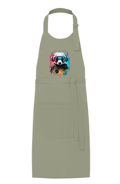 Фартух з принтом "Панда в VR шолом". Віртуальна реальність, гік, панда, персонаж, шолом. 2070702