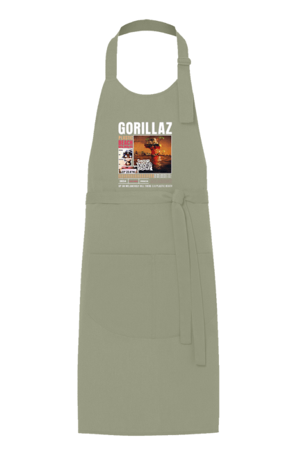 Apron with prints Gorillaz. Electronics, gorillaz, group, hip-hop, music, rock. 2070702