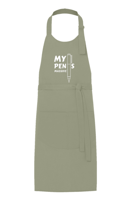 Apron with prints My pens massive. Cool, funny, humor, joke, meme, my pens massive. 2070702