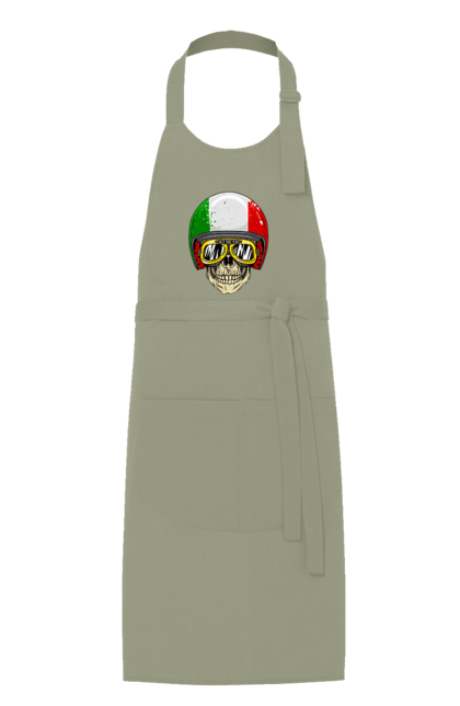 Фартух з принтом "Череп в мотошоломі". Мото, окуляри, череп, шолом. 2070702